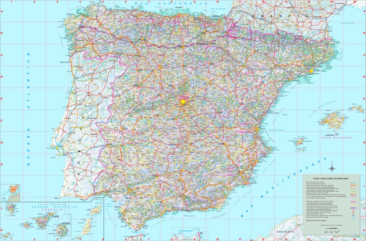 Gran mapa detallado de España con ciudades