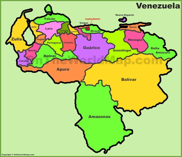 Mapa de estados de Venezuela
